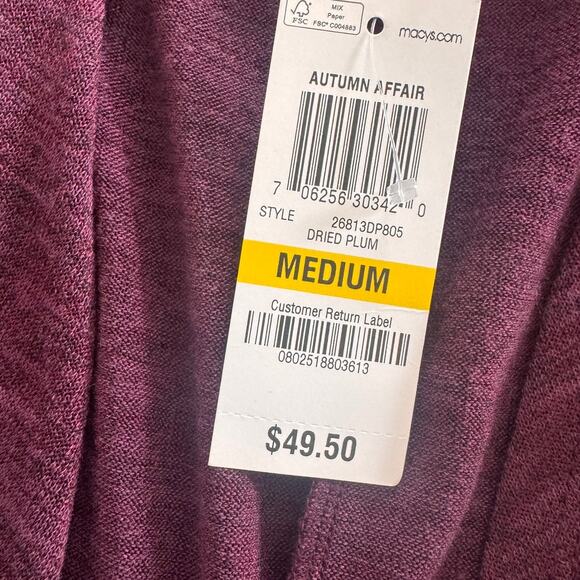 Style & Co. Open Front Sleeveless Cardigan Autumn Affair Medium Dried Plum - Picture 3 of 8